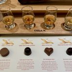 The Oban Distillery's "Milk, Dark & Drams" experience, featuring four Oban single malt whiskies paired with handmade chocolates from the nearby Oban Chocolate Shop.