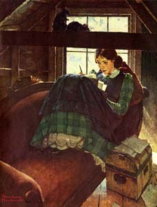 Jo Seated on the Old Sofa (or Jo Writing in the Attic), Norman Rockwell, 1937. Commissioned for the Woman’s Home Companion.