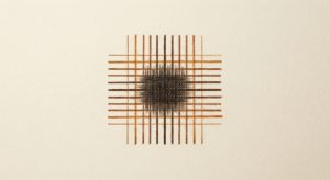 An abstract grid of overlapping, intersecting lines that mimic the mechanical rhythm of a textile hand-loom.